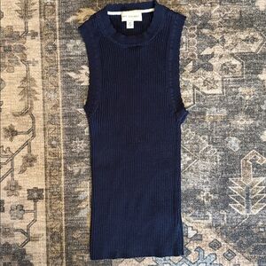 2/$10 Free Assembly Ribbed Navy Scalloped Neck Tank